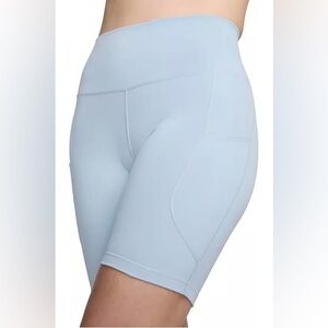 Nike Blue Bike Shorts with Stretchy Fit and Knee Length